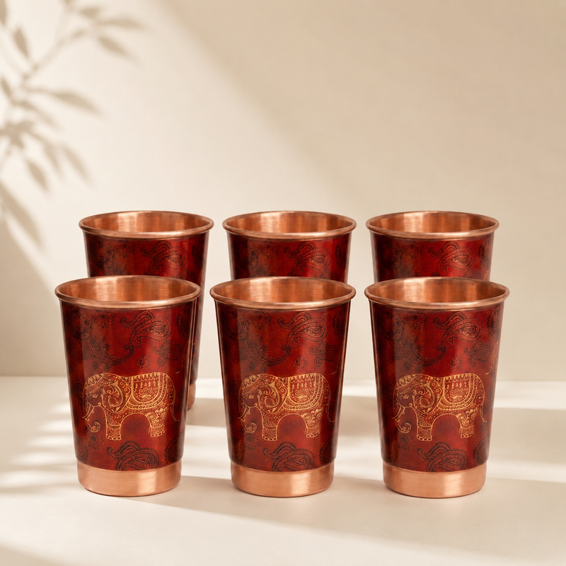 The Painted Elephant Copper Glass Set of 6