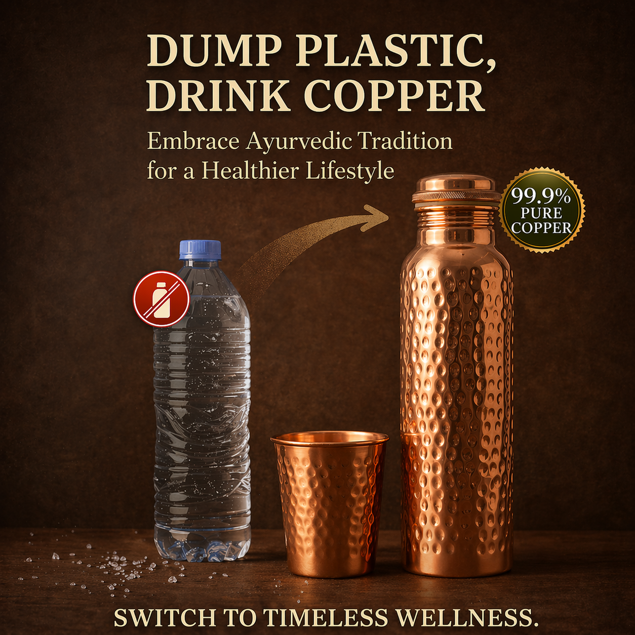 Pure copper water bottle