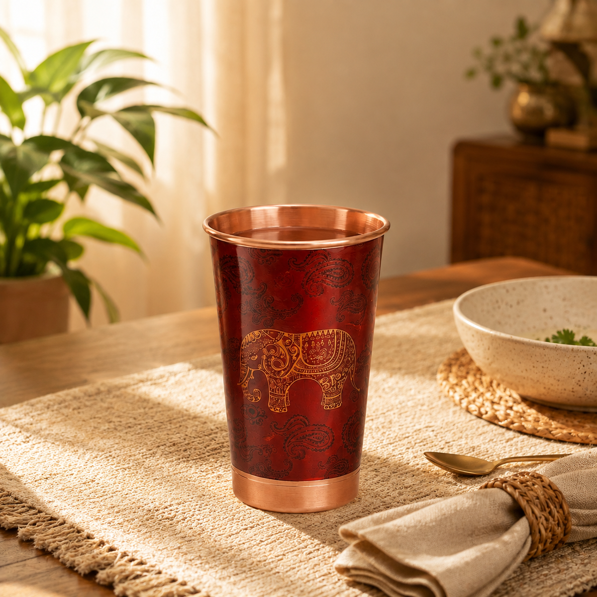 The Painted Elephant Copper Glass Set of 6