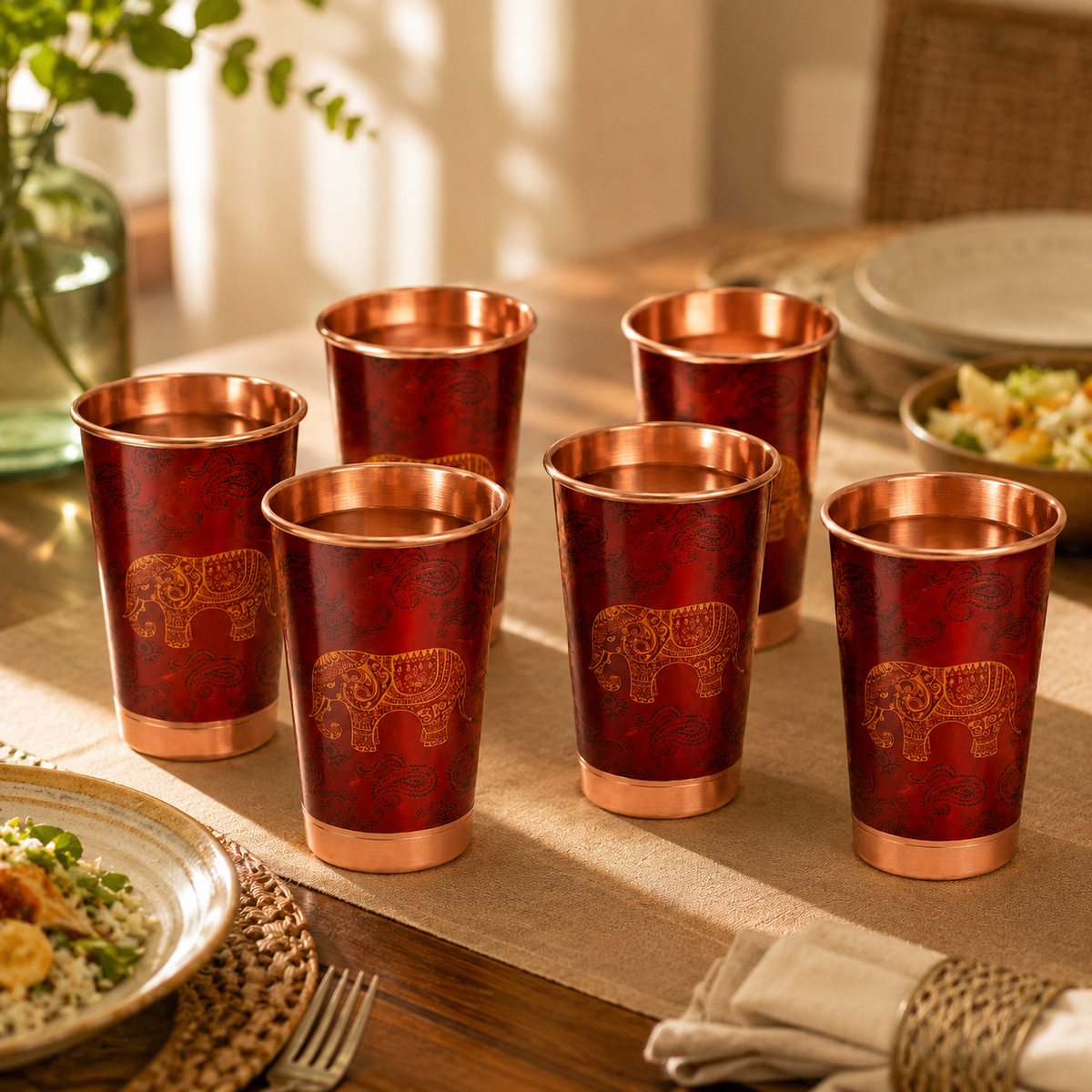 The Painted Elephant Copper Glass Set of 6